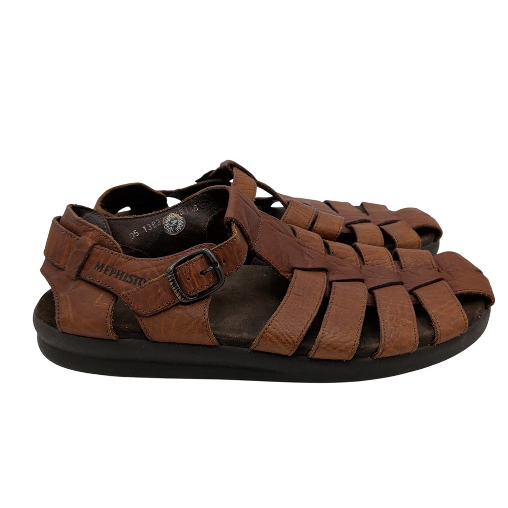 Mephisto Sam Mens Brown Leather Fisherman Sandals 05 13837 Made Portugal Size 12